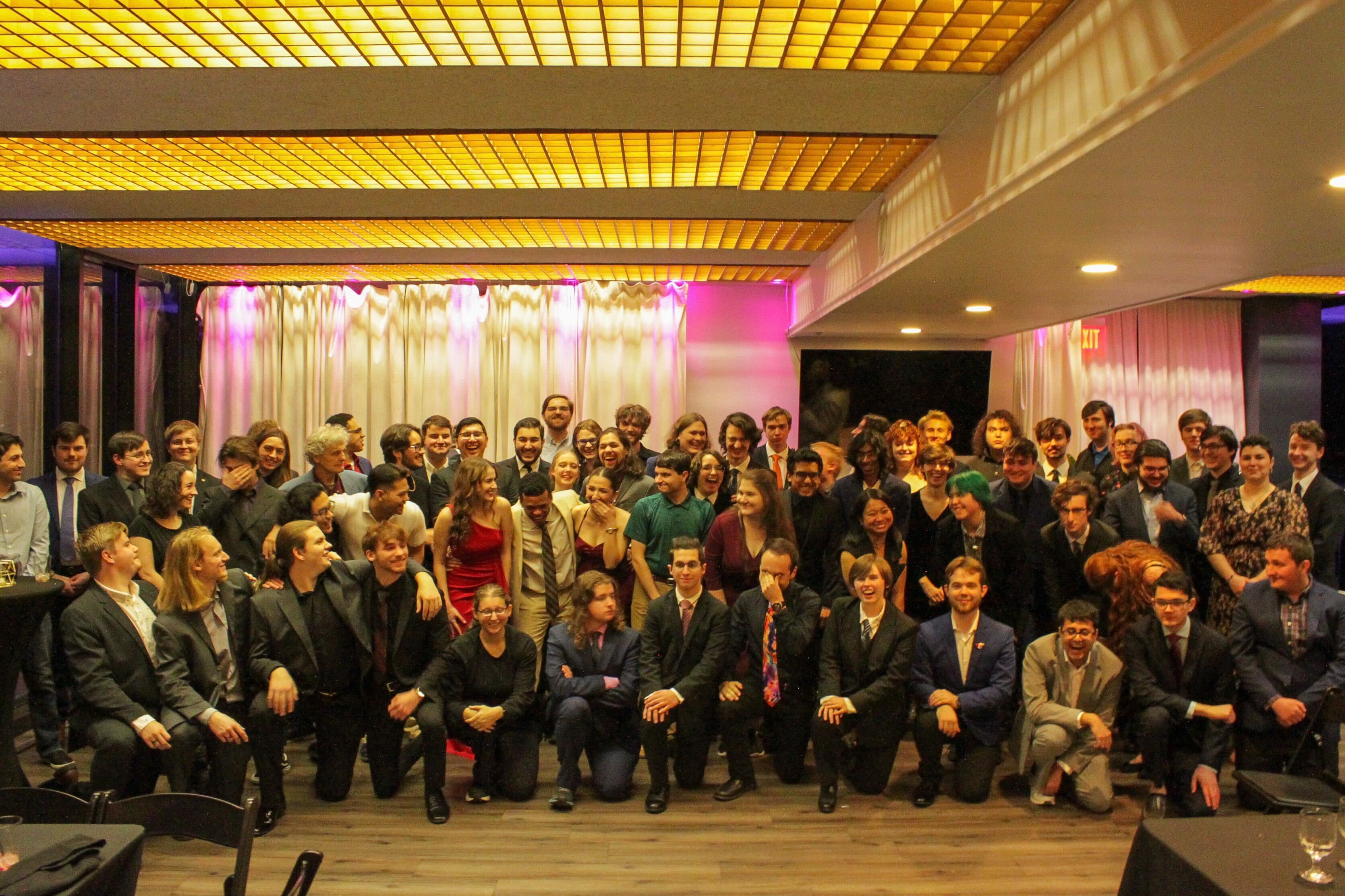 CSHers pose for a group photo after Holiday Dinner 2024